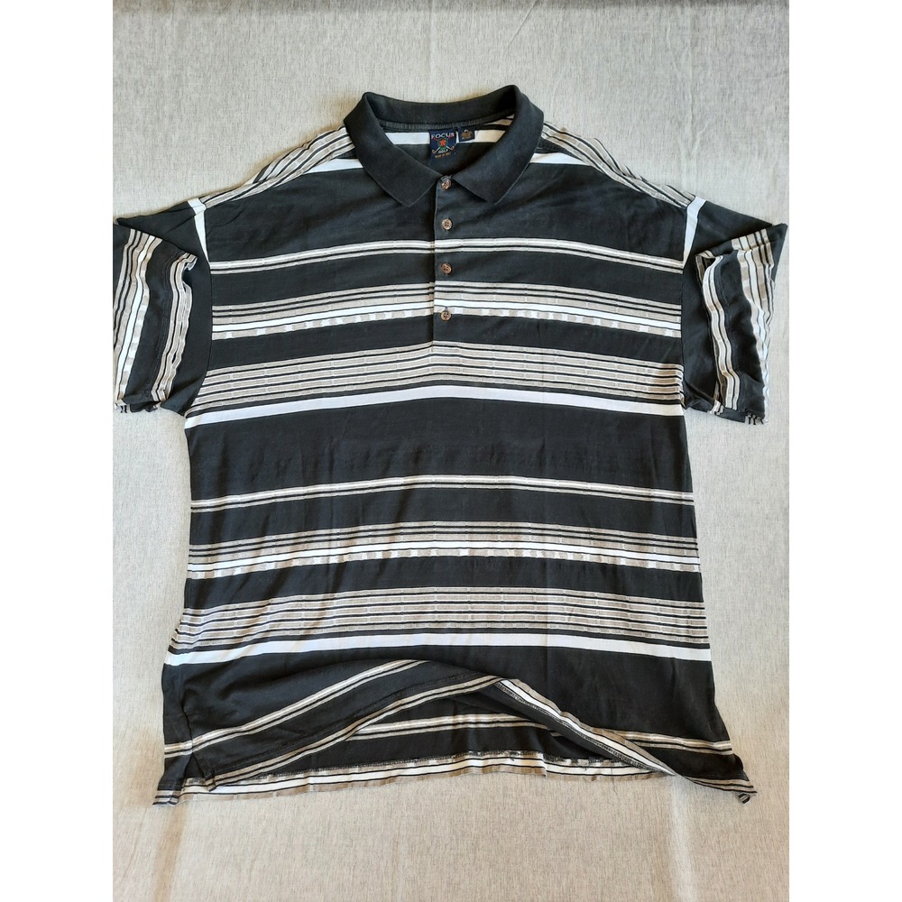 Focus Men's XL‎ Multicolor Stripes Golf Outdoor Performance Polo Shirt Italy!